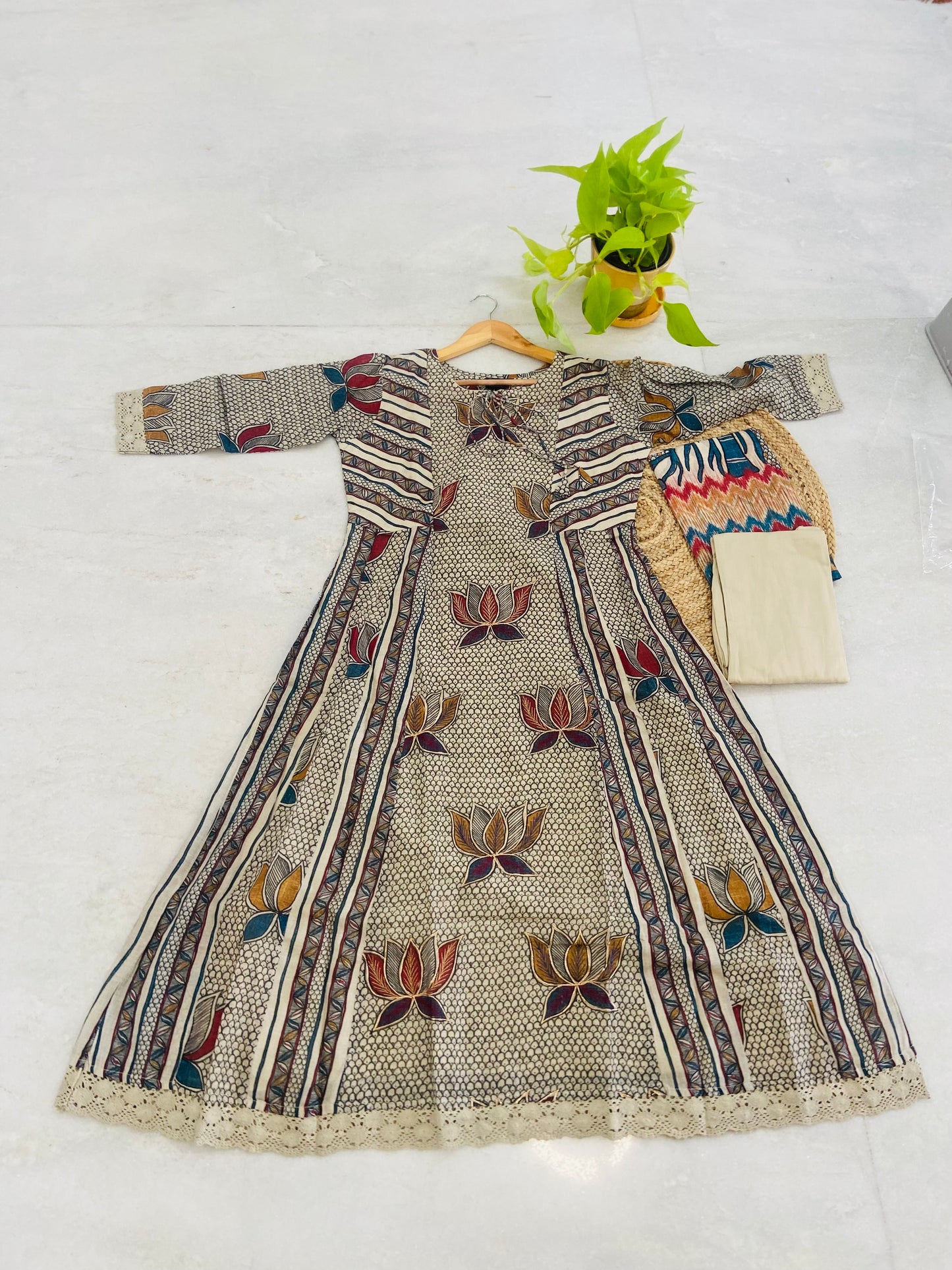 LB0035-Beige Coloured Linen Salwar Suit Set