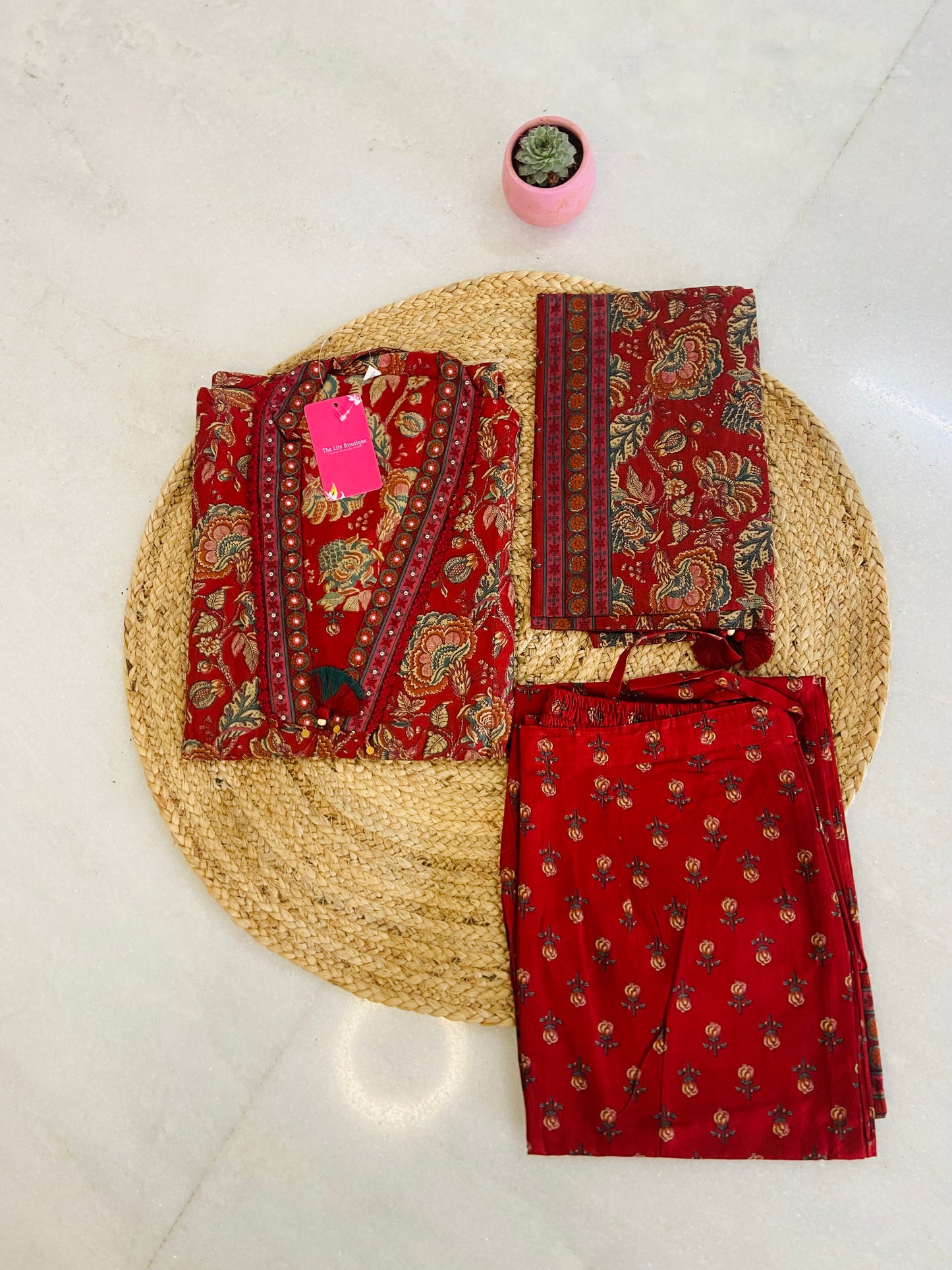 LB0046-Red Coloured Salwar Suit Set