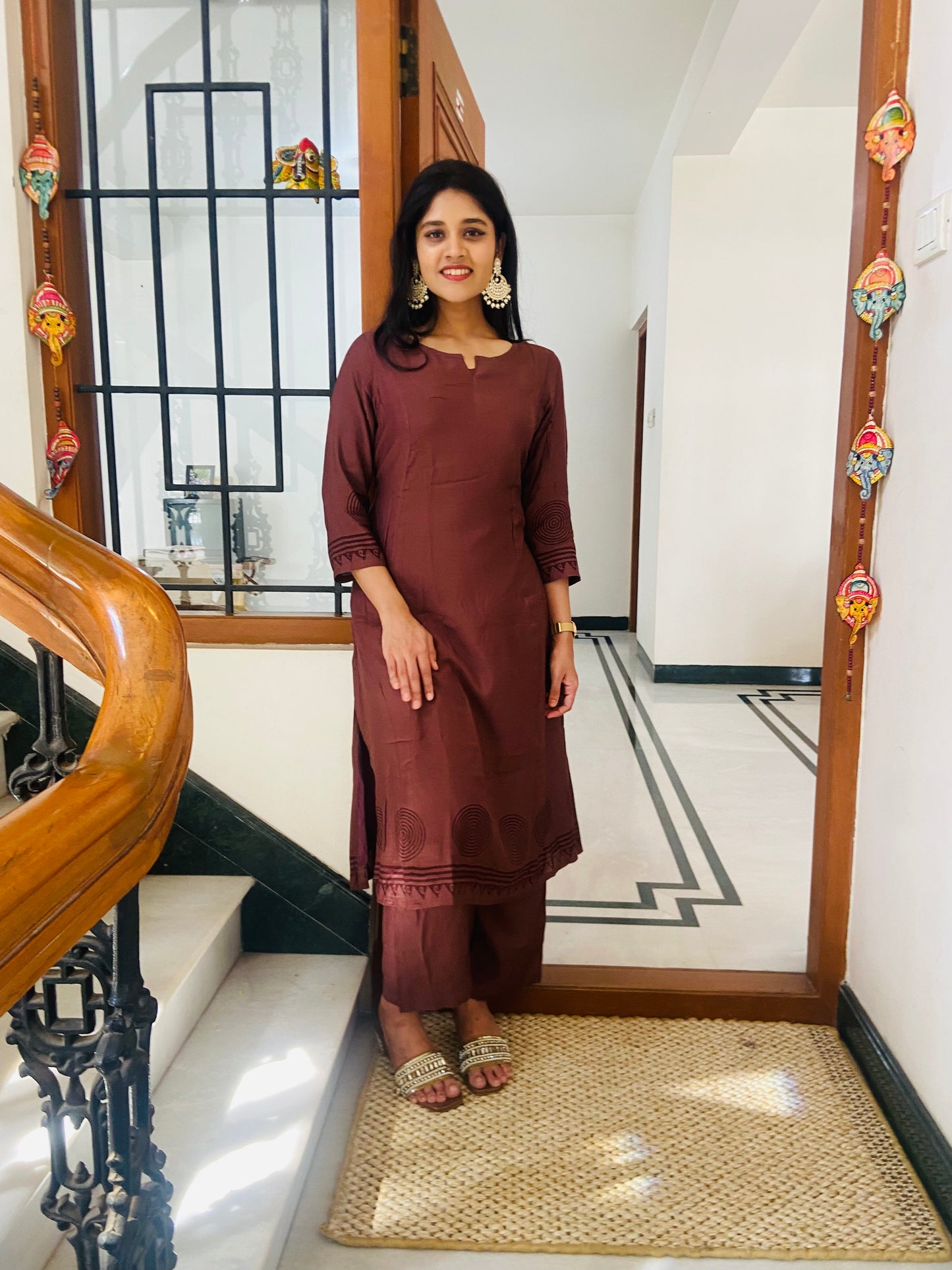 LB0039-Brown Coloured Co-ord Set with Pallazo Pant