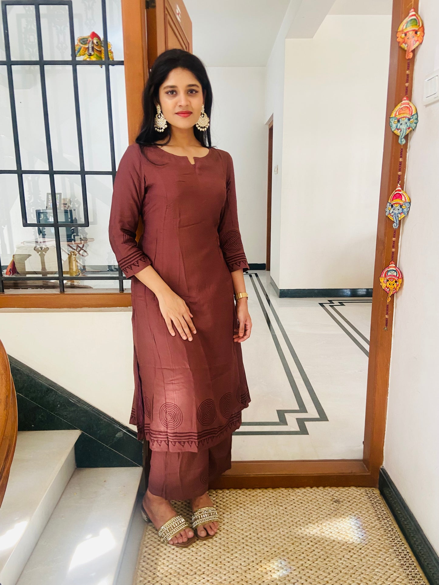 LB0039-Brown Coloured Co-ord Set with Pallazo Pant