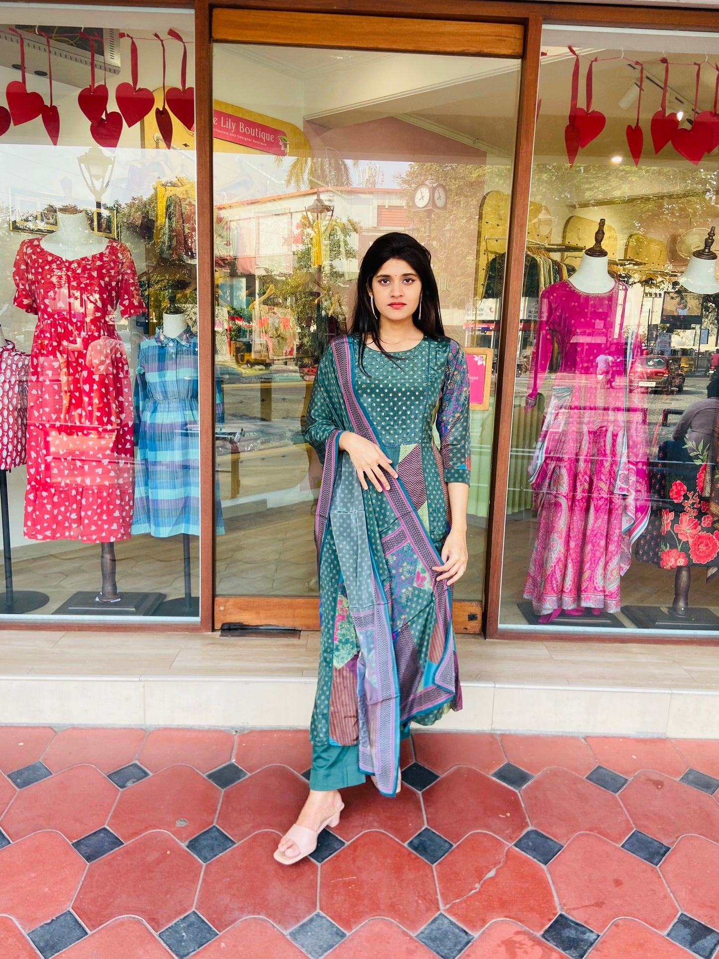 LB0030-Green coloured Anarkali Salwar Suit Set