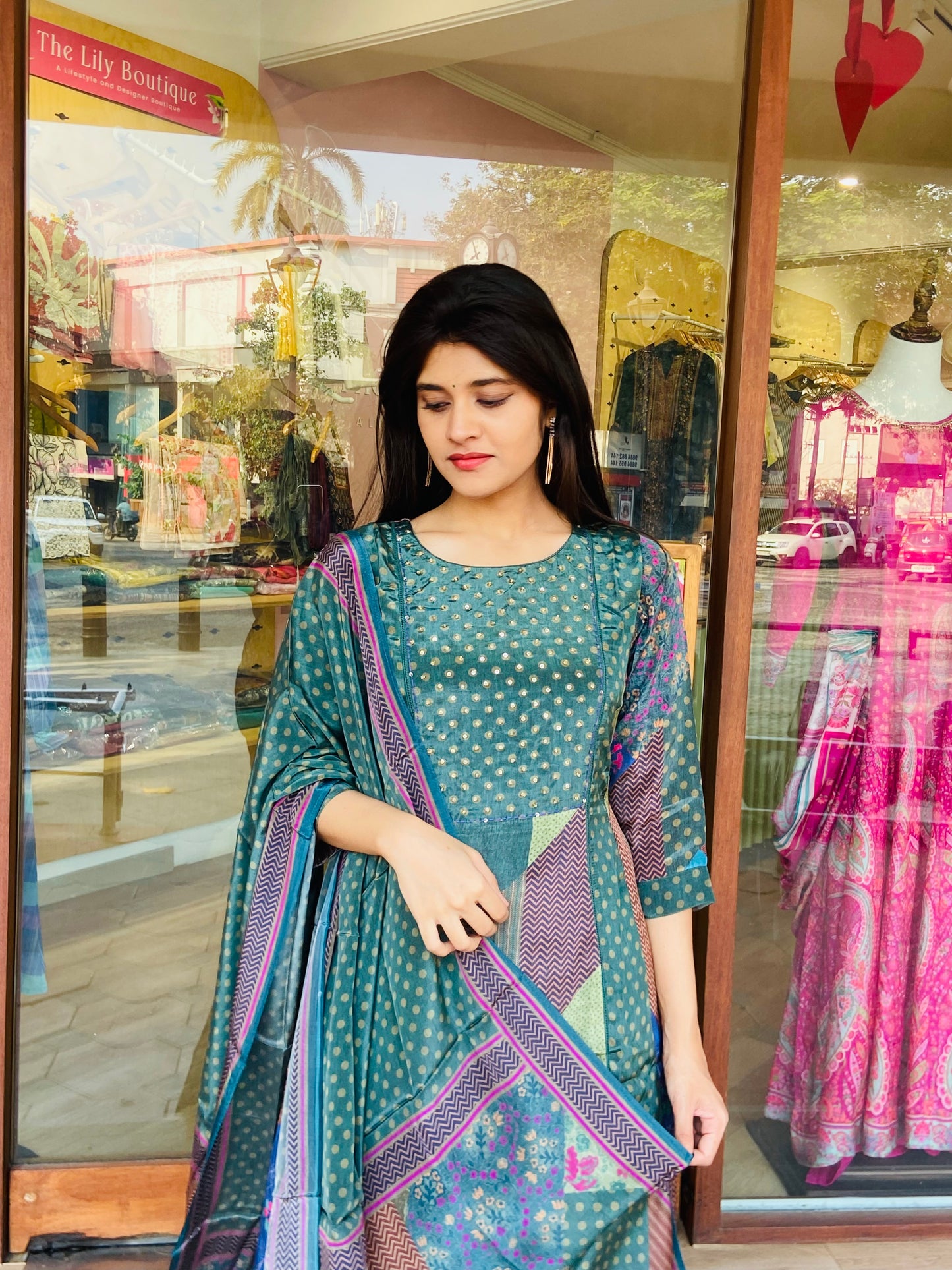 LB0030-Green coloured Anarkali Salwar Suit Set