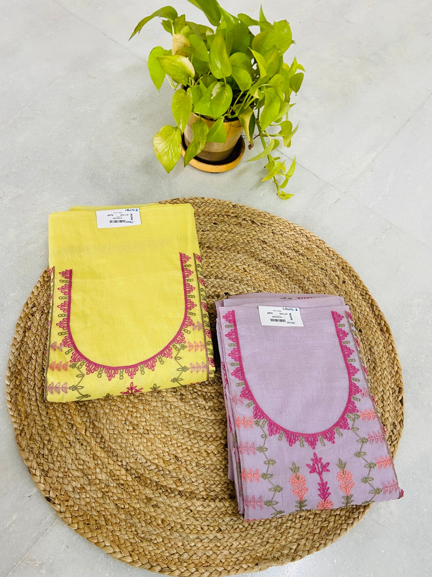 LB0095-ll and LB0096-II Yellow and Lavender Embroidered Salwar Suit Set