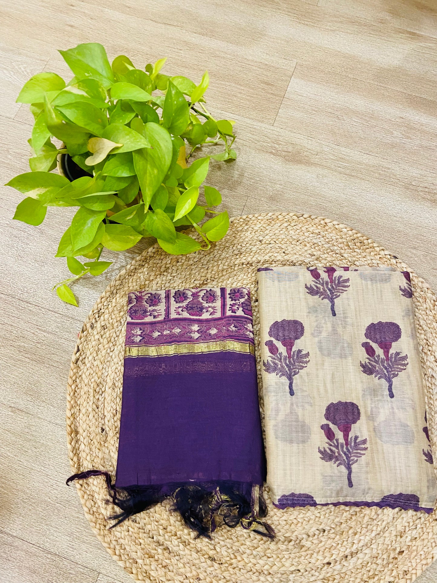 LB0118-II Purple Coloured Unstitched Suit Set