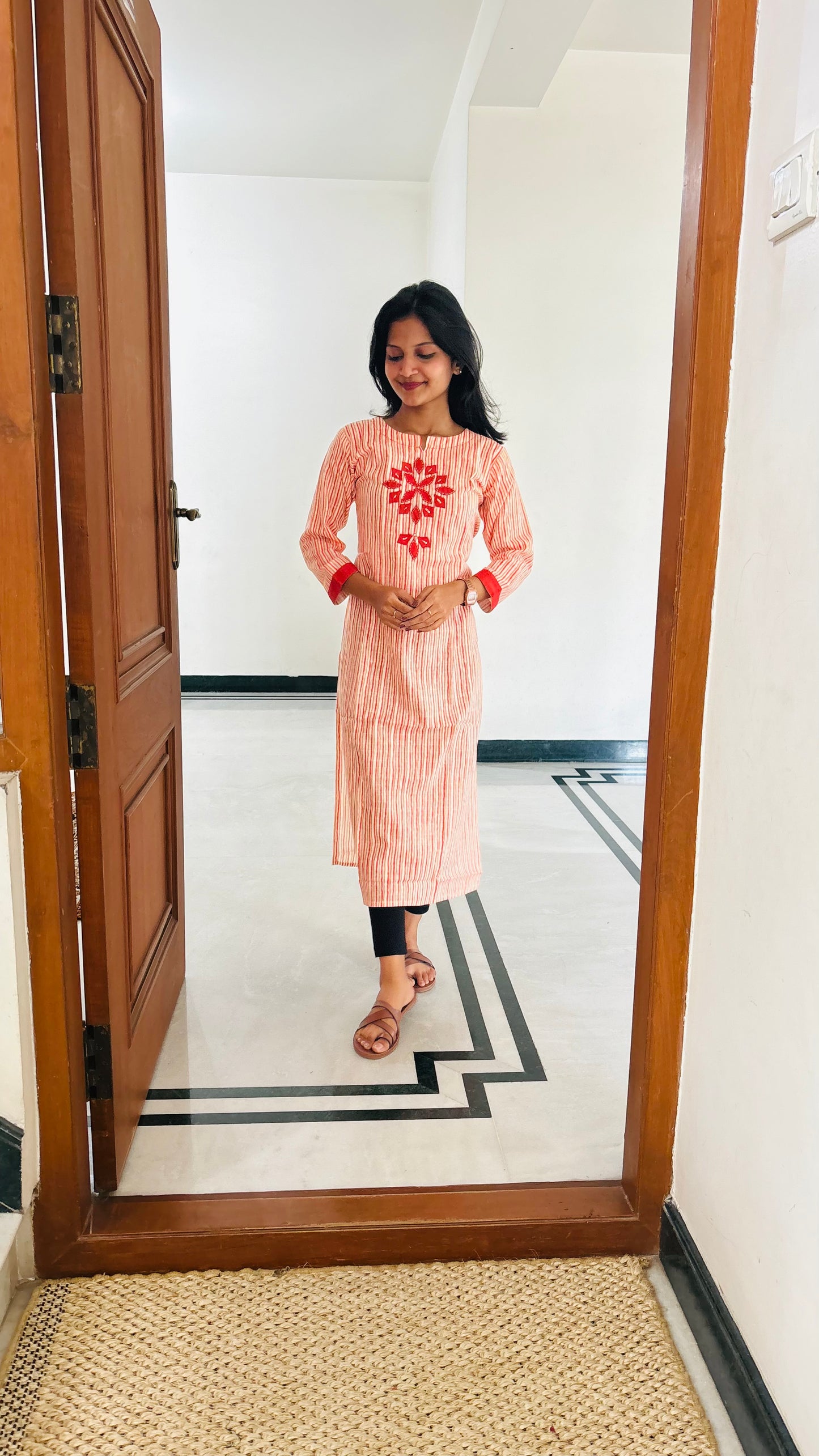 LB0181-II and LB0182-II Orange Striped Kurtha