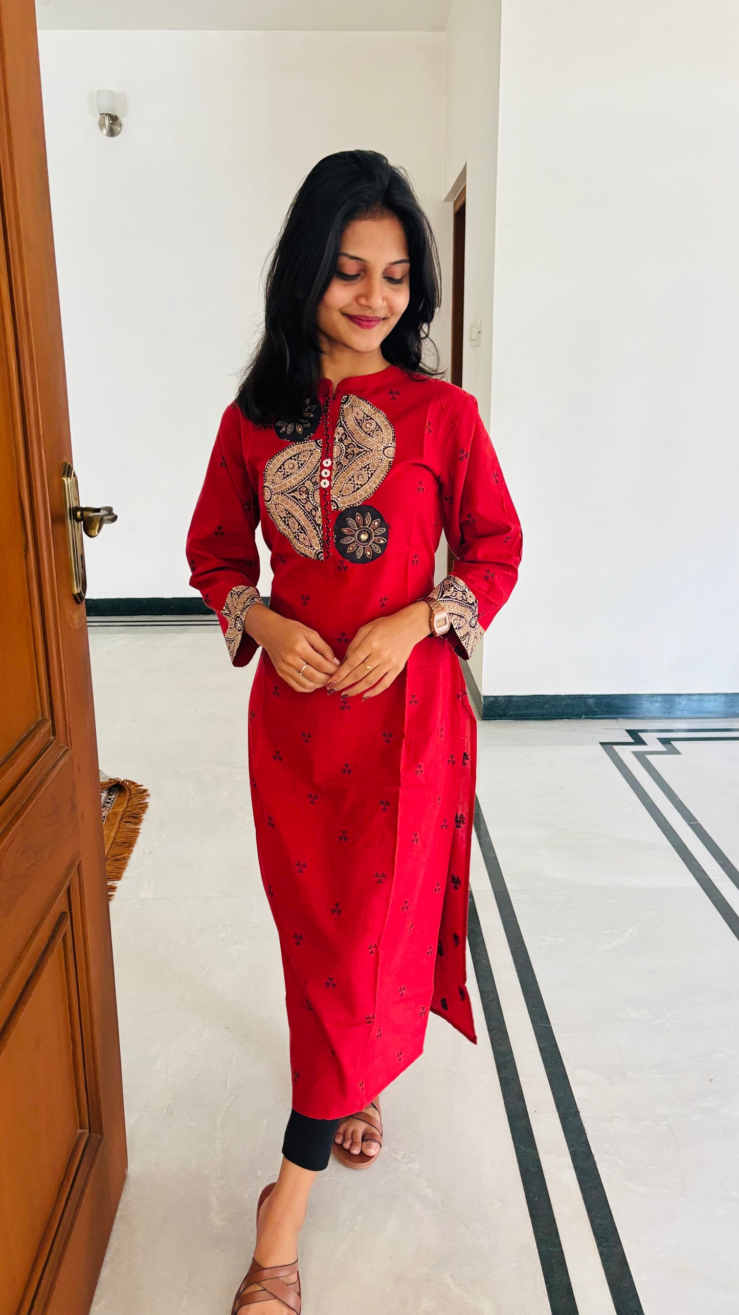 LB0188-II,LB0189-II,LB0190-II,LB0191-II Red Coloured Cotton Kurtha
