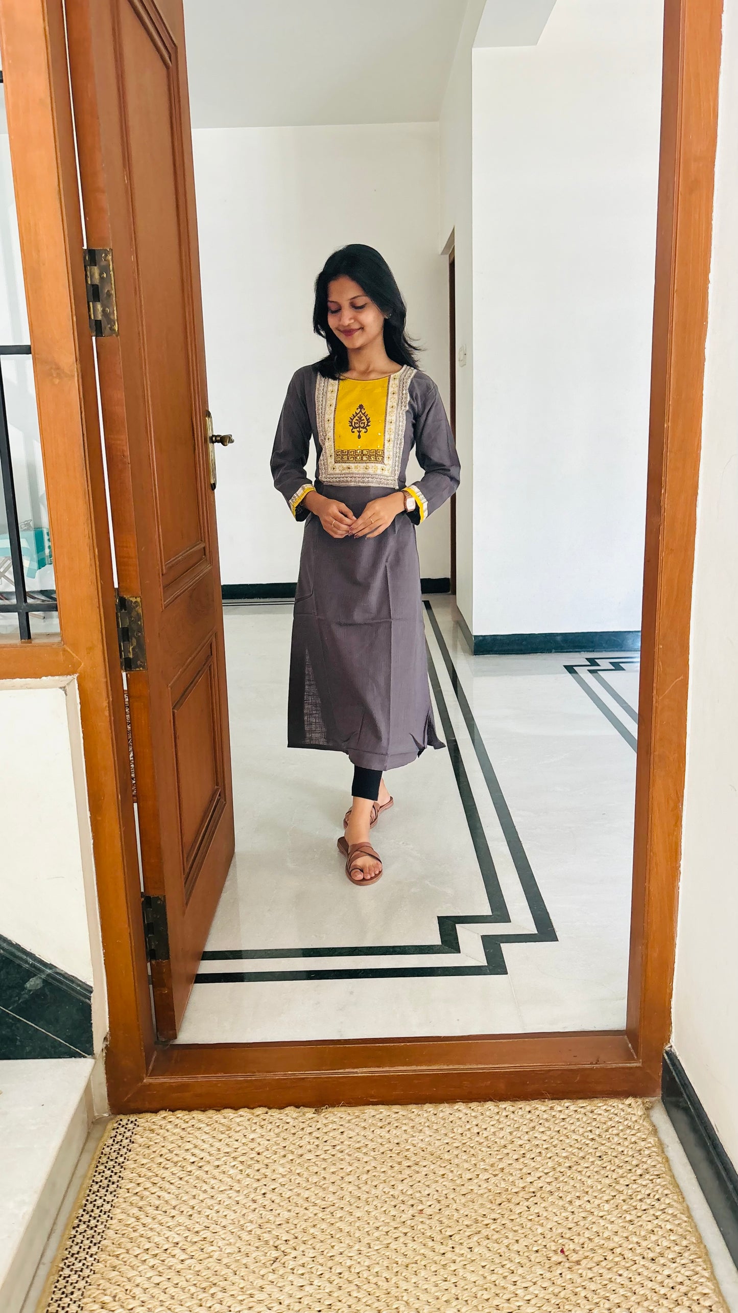 LB0183-II and LB0184-II Gray/Yellow Coloured Kurtha