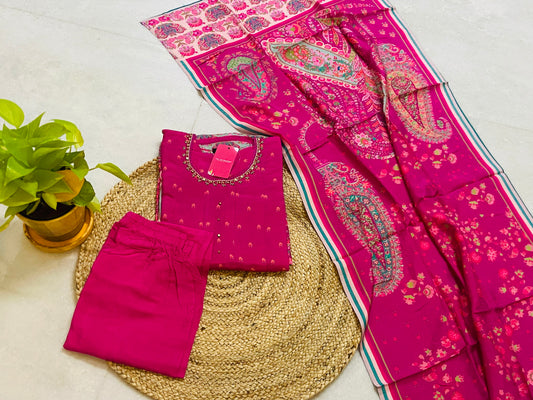 LB0013- Dola Silk Salwar Suit Set with Parallel Pants