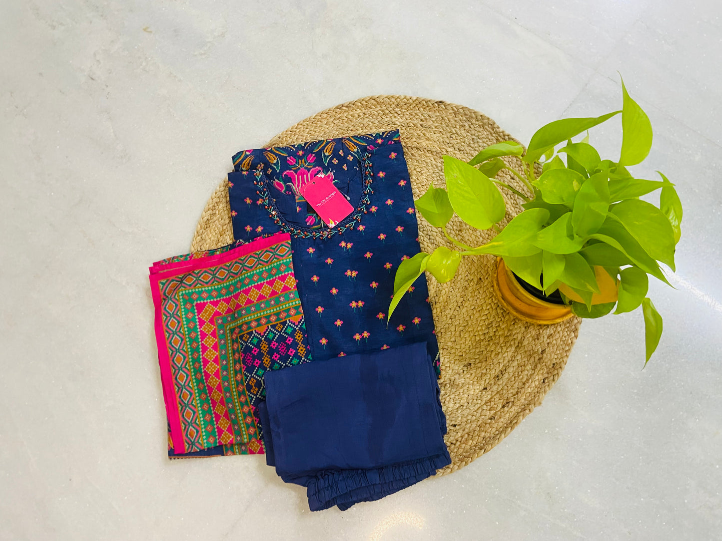 LB0012-Violet Coloured Dola Silk Salwar Suit Set with Parallel Pants