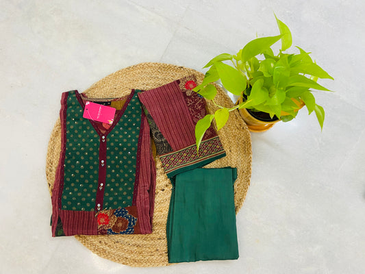 LB0038-Green Crepe A-line Salwar Suit Set