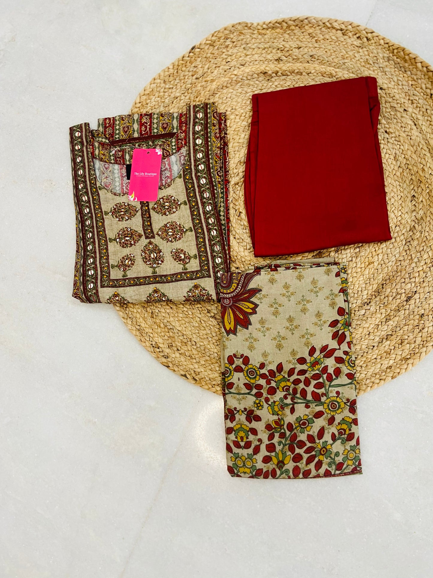 LB0020-Beige/Maroon shaded Salwar Suit Set