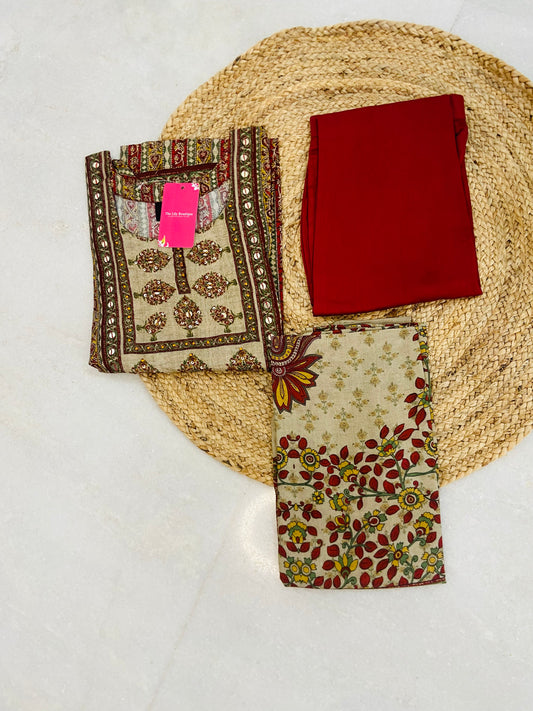 LB0020-Beige/Maroon shaded Salwar Suit Set