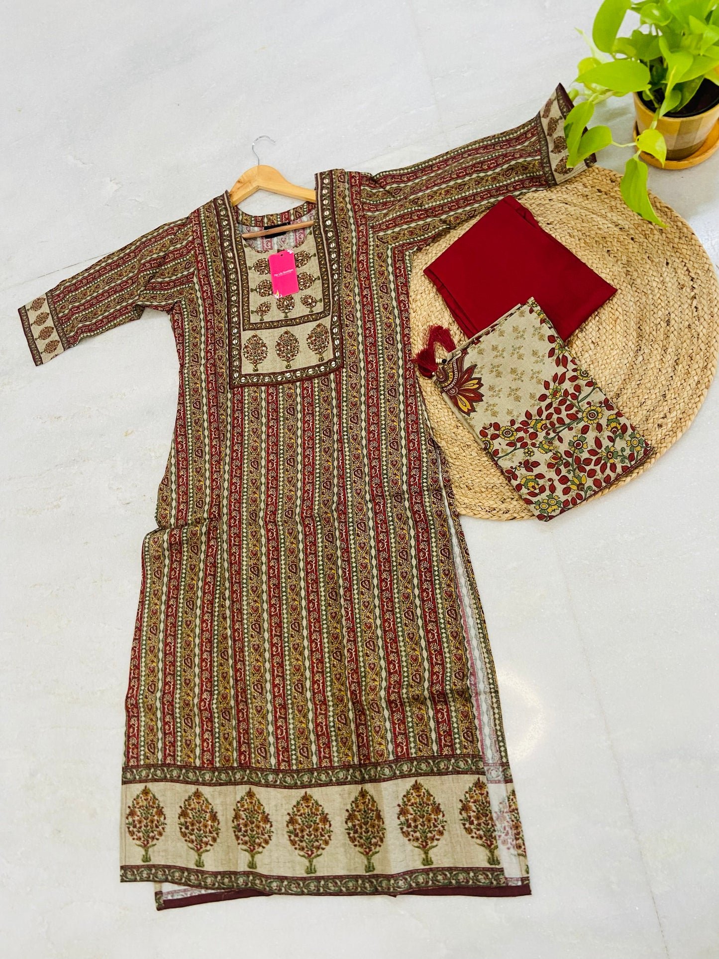 LB0020-Beige/Maroon shaded Salwar Suit Set
