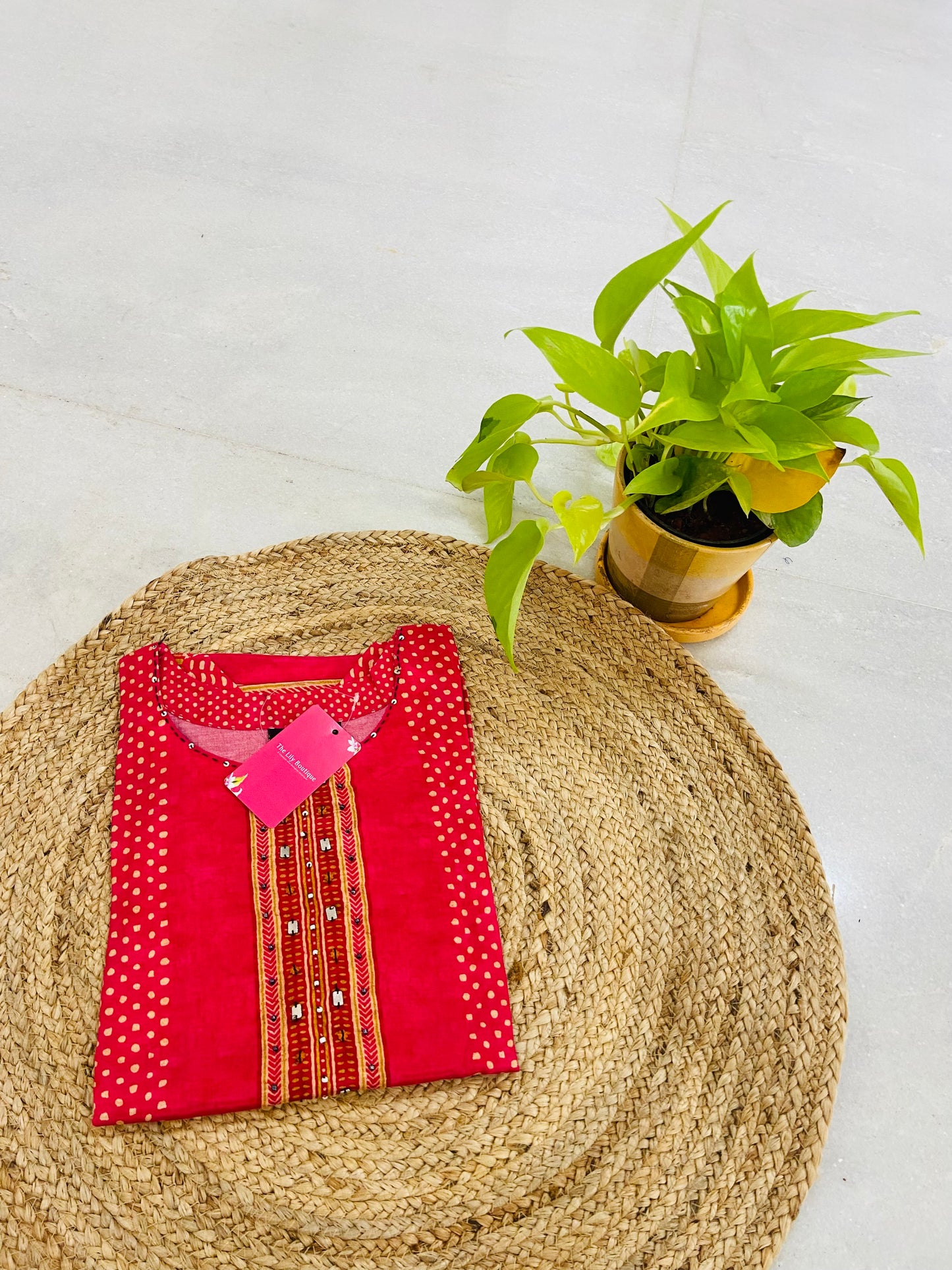 LB0022-Bright Orange shaded Kurtha
