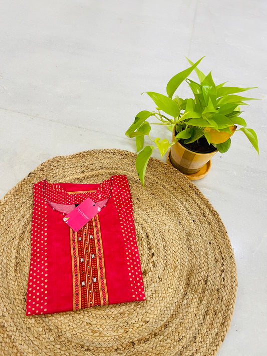 LB0022-Bright Orange shaded Kurtha