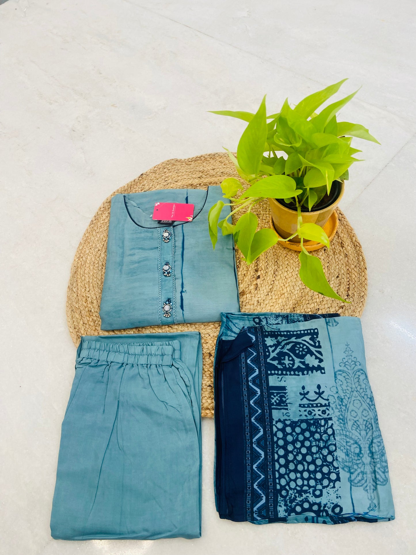 LB0026-Blue Colour Muslin Salwar Suit Set