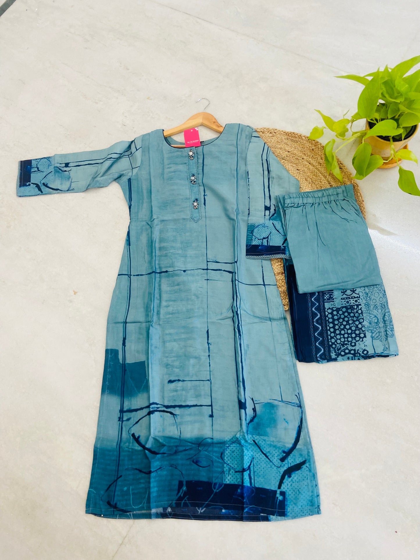 LB0026-Blue Colour Muslin Salwar Suit Set