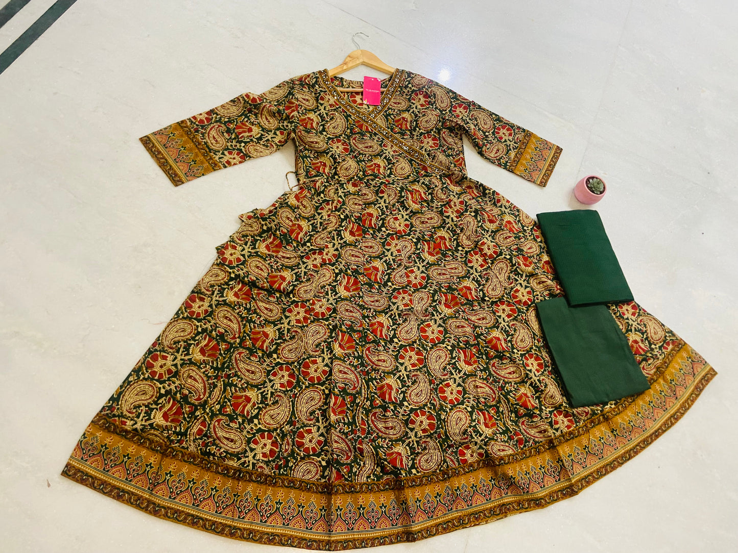 LB0054-Dark Green Cotton Salwar Suit Set