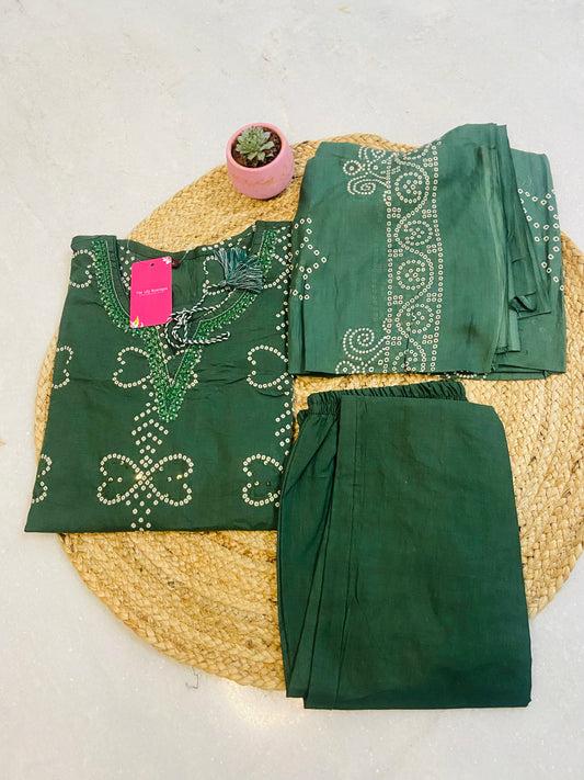 LB0052-Green cotton Salwar Suit Set