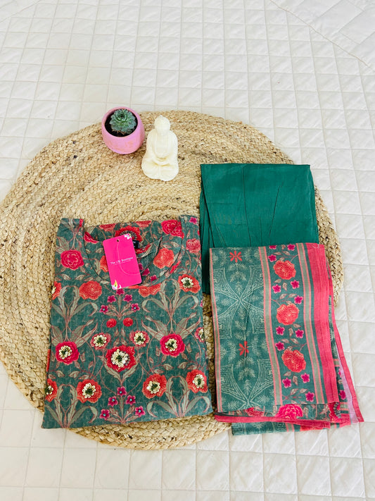 LB0069-Green coloured Silk Salwar Suit Set