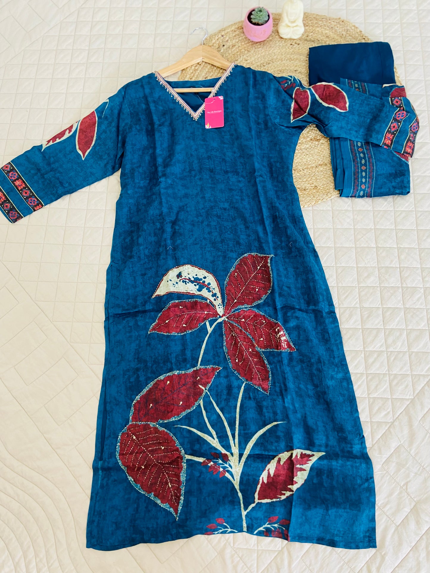 LB0068-Dark blue Muslin Salwar Suit Set