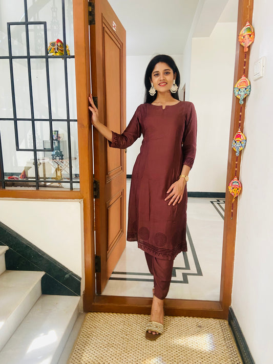LB0039-Brown Coloured Co-ord Set with Pallazo Pant
