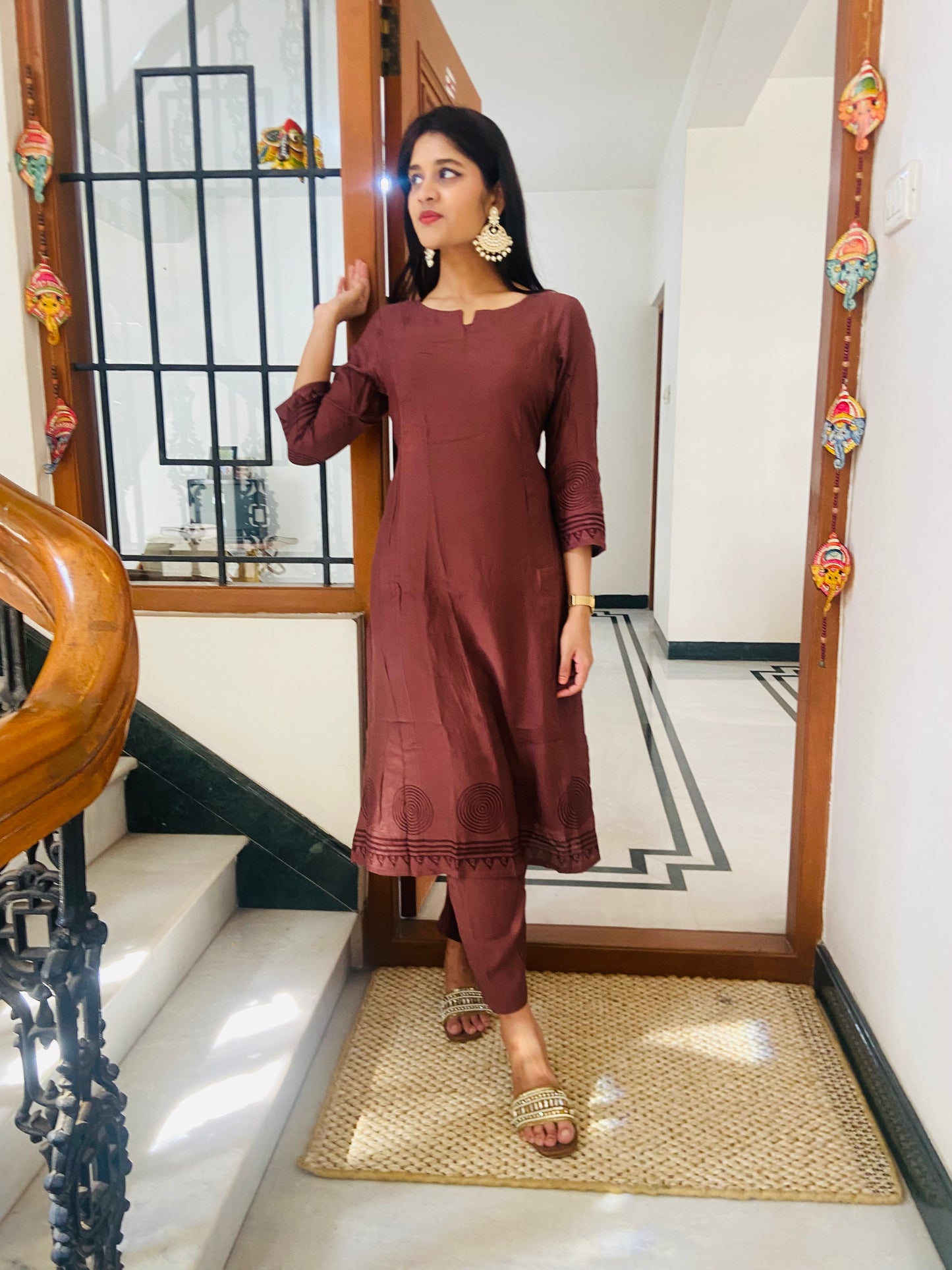 LB0039-Brown Coloured Co-ord Set with Pallazo Pant