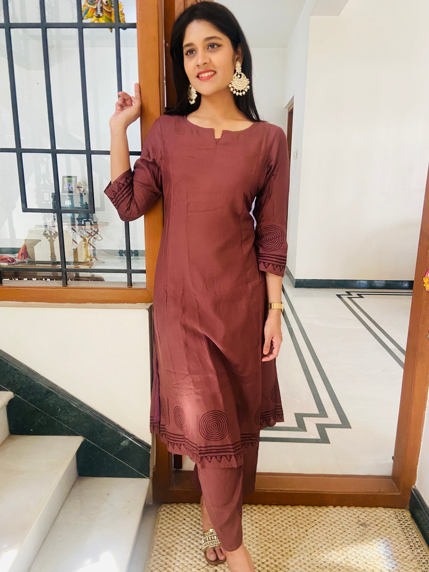 LB0039-Brown Coloured Co-ord Set with Pallazo Pant