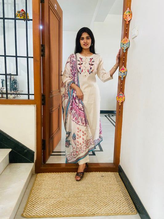LB0024-White Coloured Salwar Suit Set