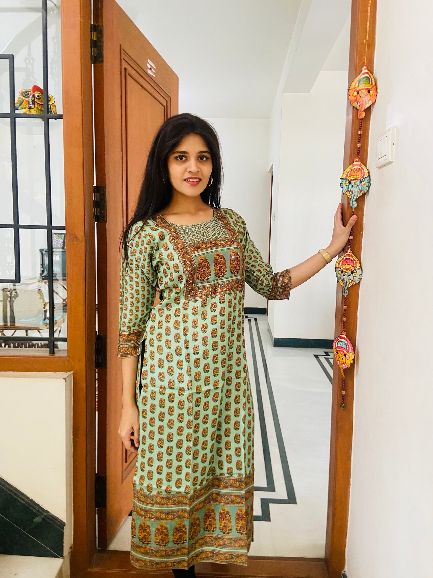 LB0003-Green Shaded Kurtha