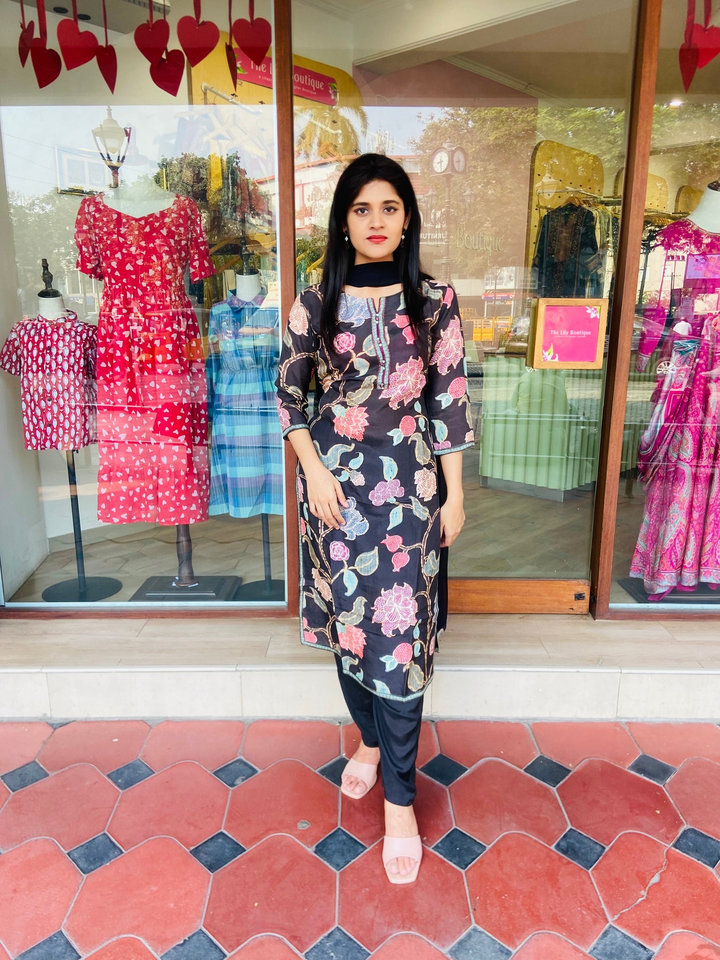 LB0019-Black Cotton Salwar Suit Set