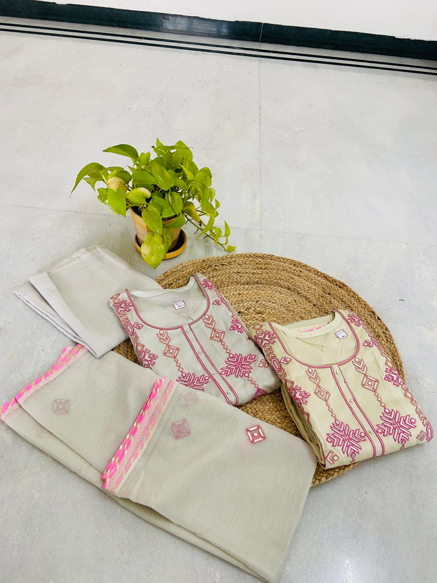 LB0130-II and LB0131-II Pure white and Cream Soft Chanderi Silk