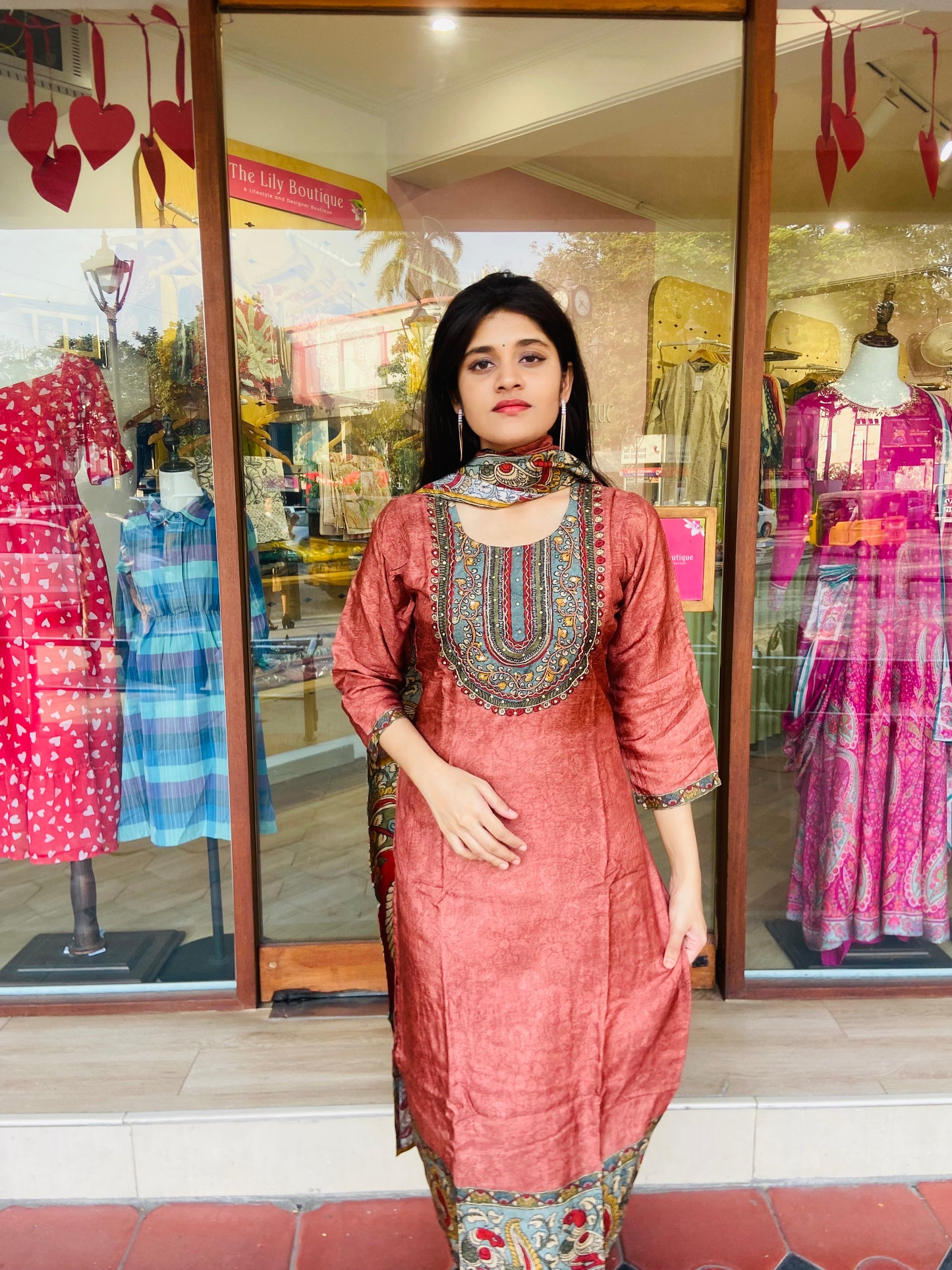 LB0072-Silk Salwar Suit set with Kalamkari print