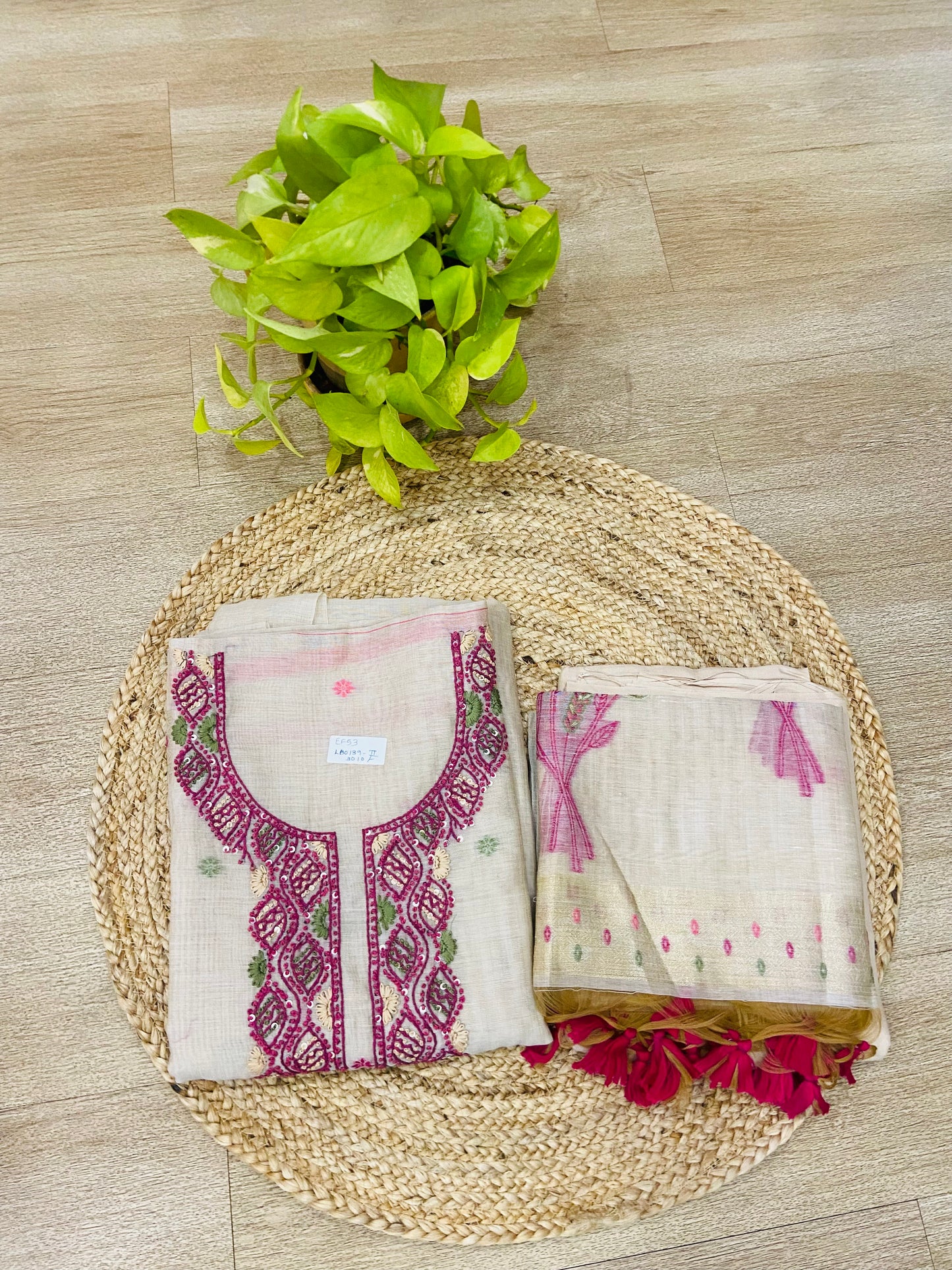 LB0139-II Cream Purple Unstitched Salwar Suit Set