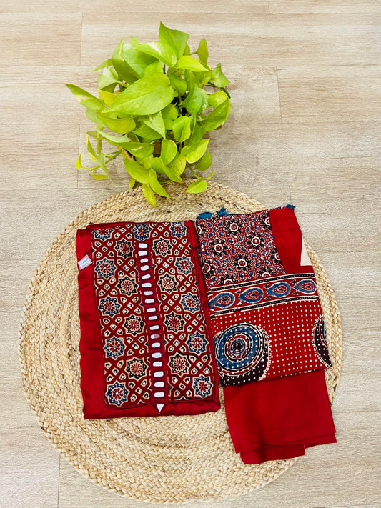 LB0144-II Red Pure Modal Ajrakh Salwar Suit Set