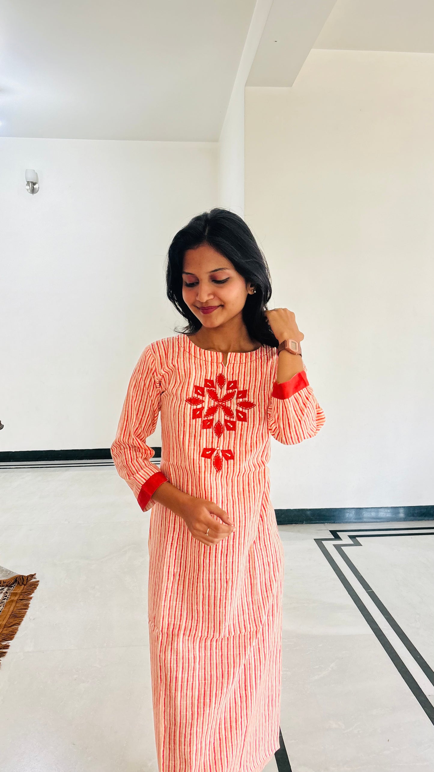 LB0181-II and LB0182-II Orange Striped Kurtha