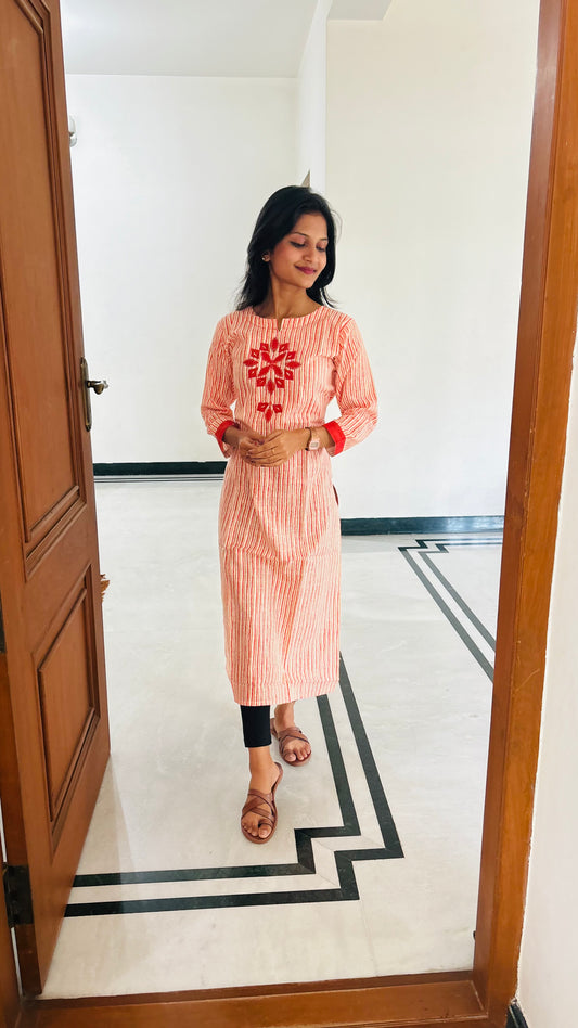 LB0181-II and LB0182-II Orange Striped Kurtha