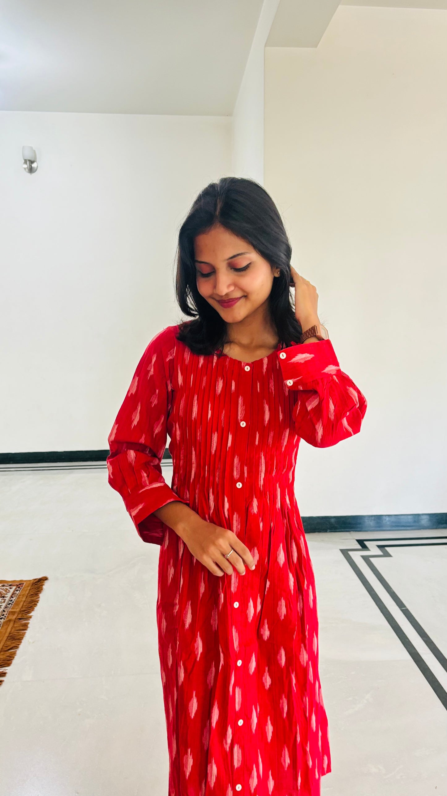 LB0161-II,LB0162-II,LB0163-II,LB0164-II Red coloured Cotton Kurtha