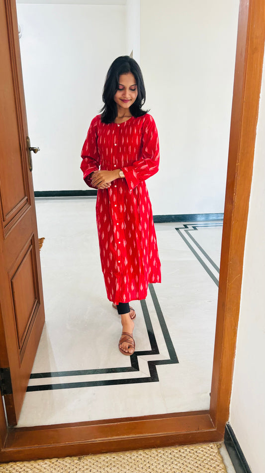LB0161-II,LB0162-II,LB0163-II,LB0164-II Red coloured Cotton Kurtha