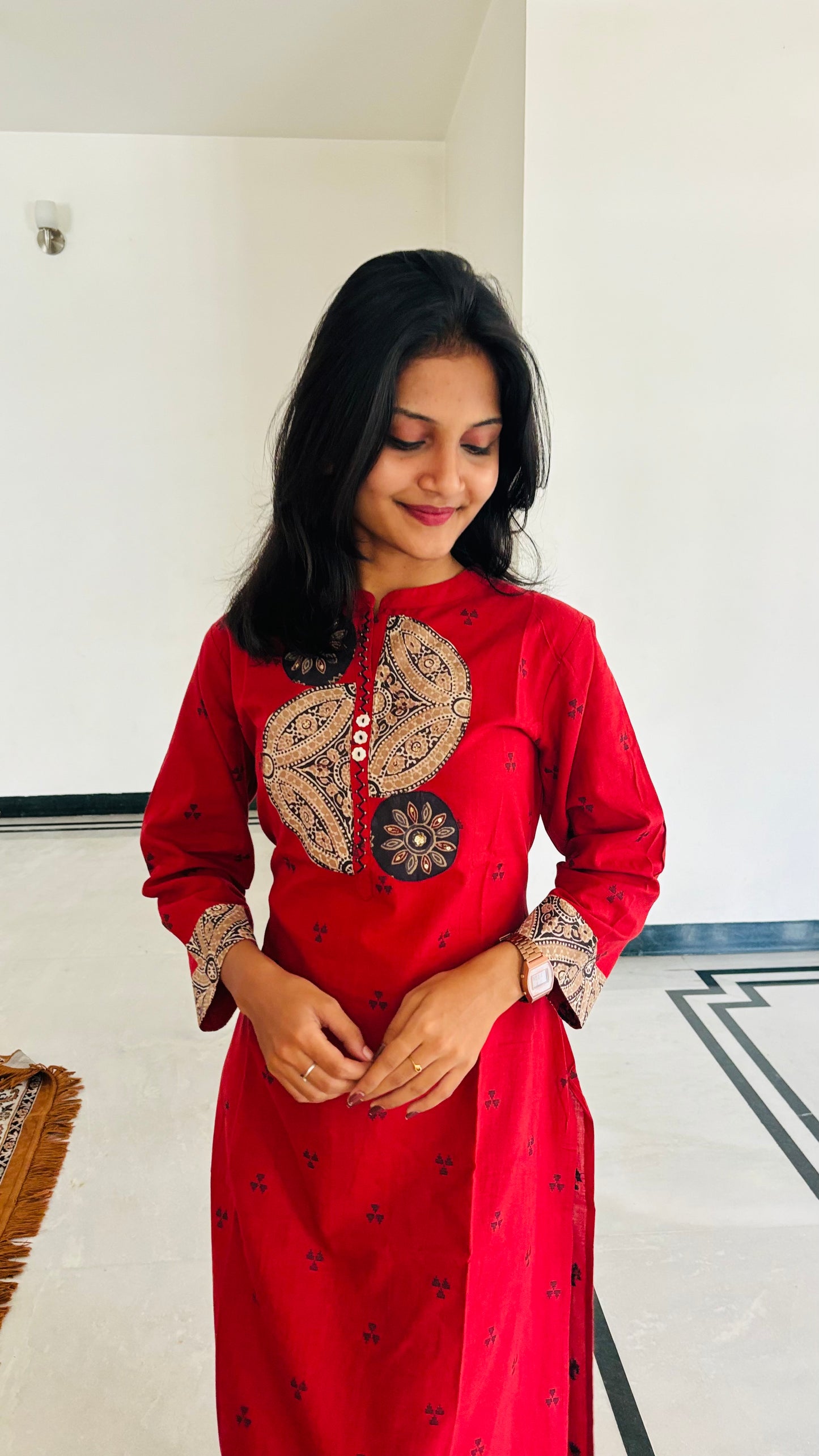 LB0188-II,LB0189-II,LB0190-II,LB0191-II Red Coloured Cotton Kurtha