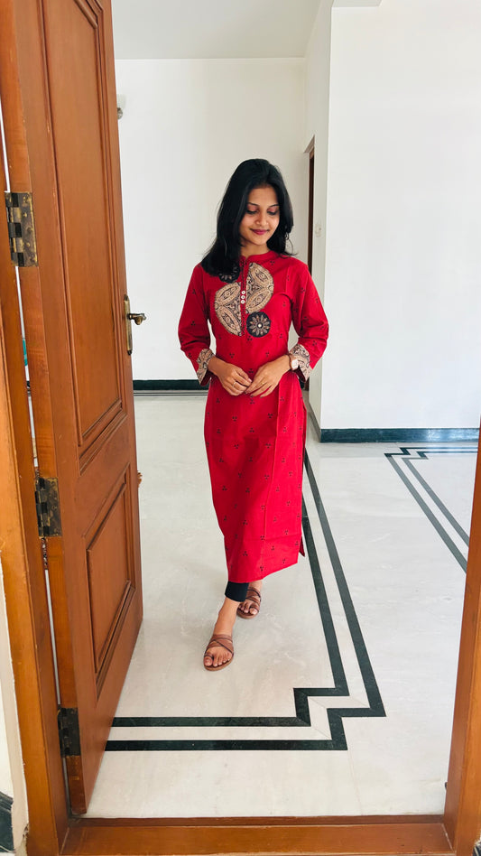 LB0188-II,LB0189-II,LB0190-II,LB0191-II Red Coloured Cotton Kurtha