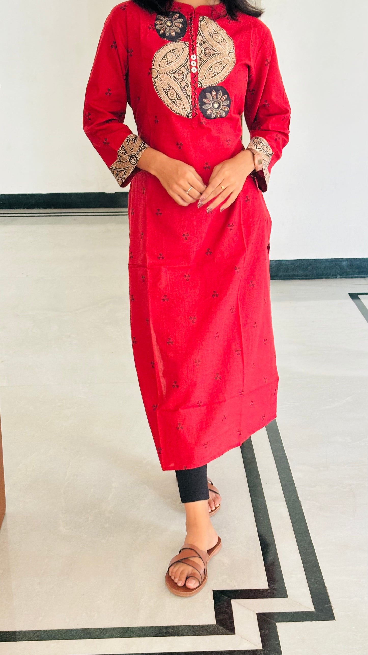 LB0188-II,LB0189-II,LB0190-II,LB0191-II Red Coloured Cotton Kurtha