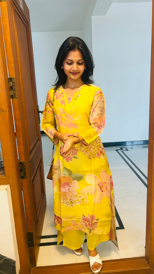 LB0253-II,LB0254-II,LB0255-II Yellow Coloured Floral Salwar Set