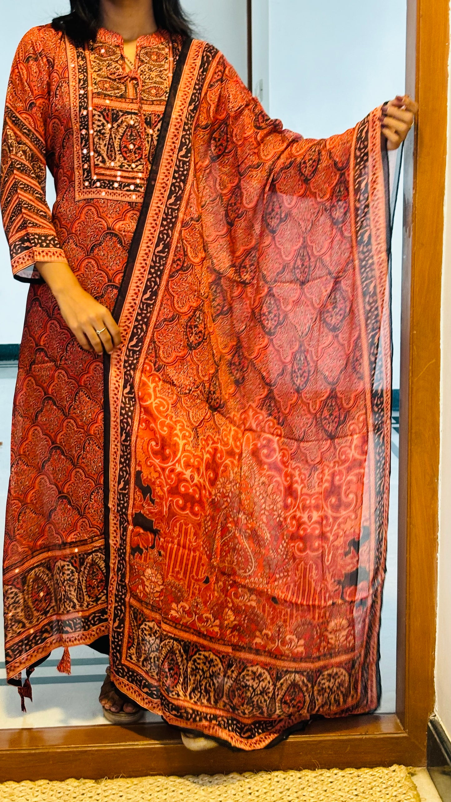 LB0279-II,LB0280-II ,LB0281-II Black/Orange Coloured Salwar Suit Set