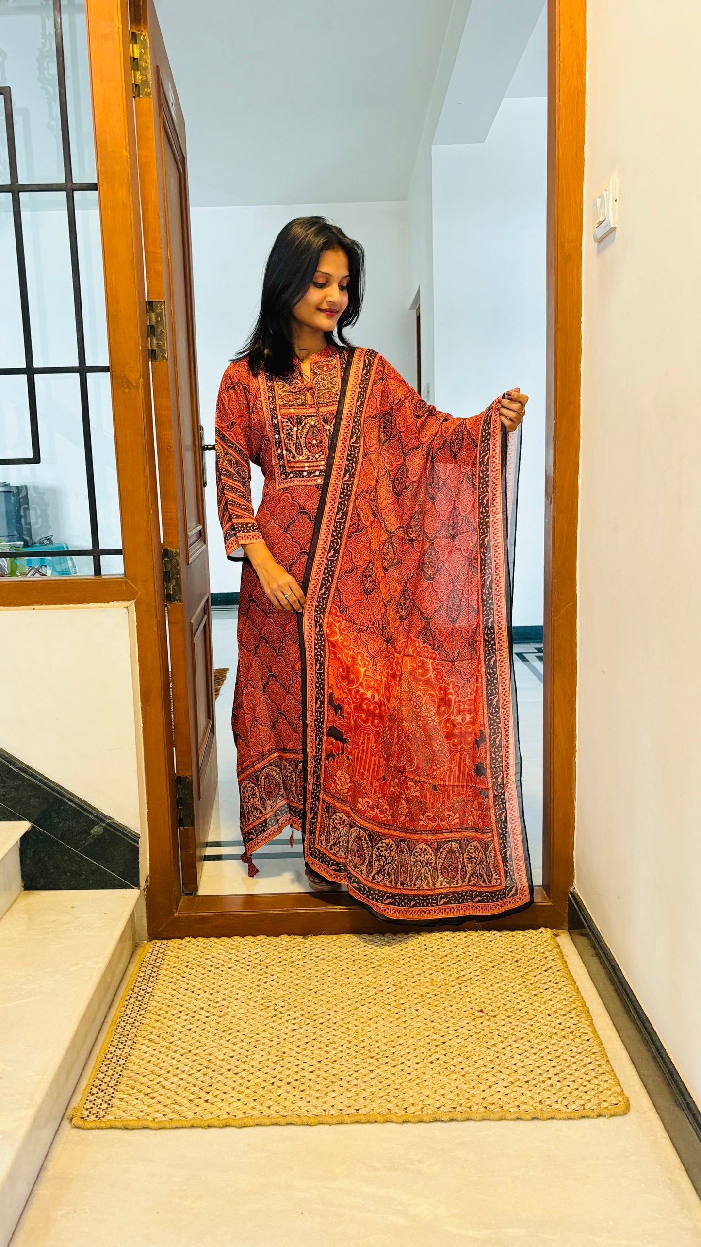 LB0279-II,LB0280-II ,LB0281-II Black/Orange Coloured Salwar Suit Set