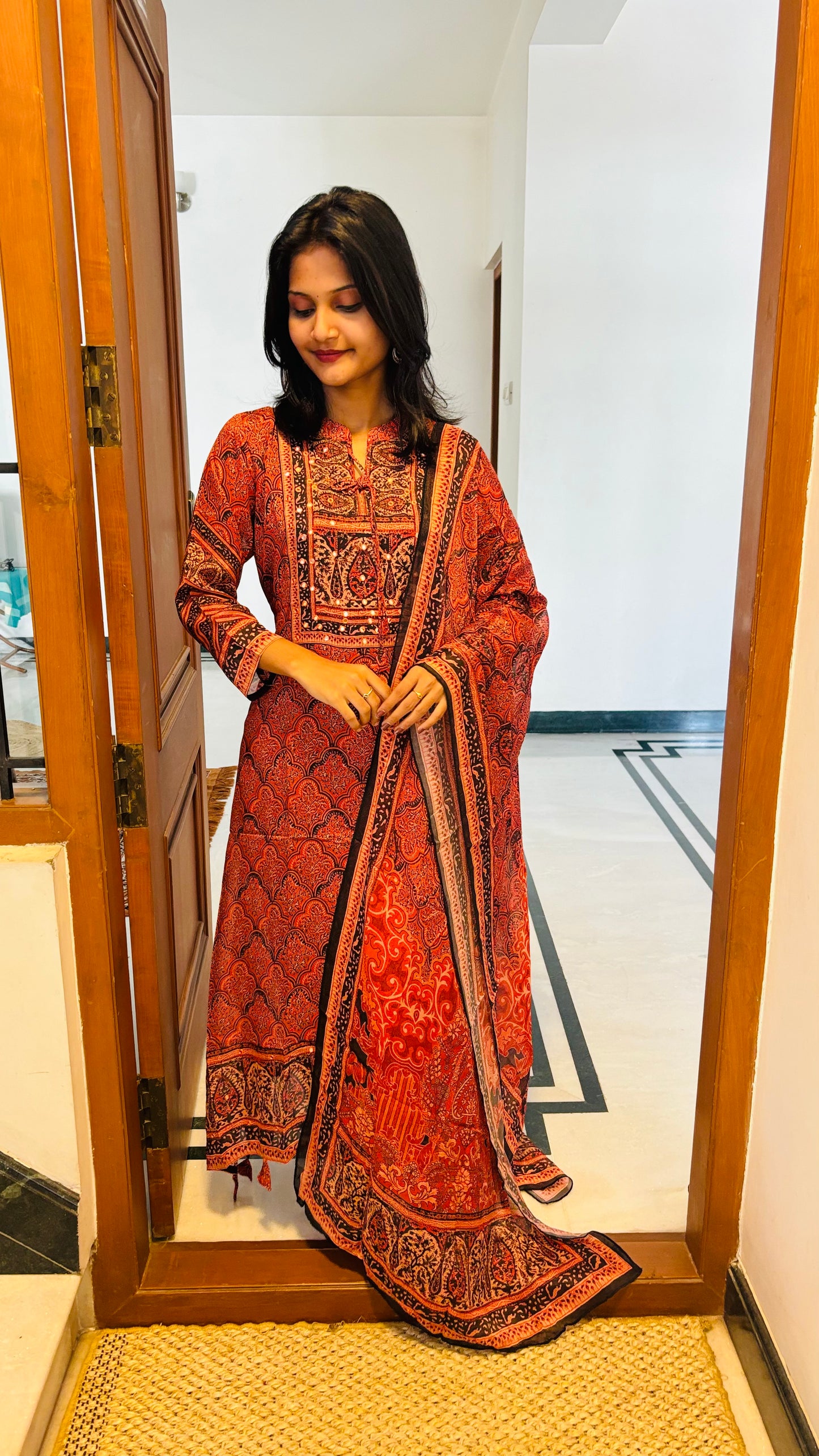 LB0279-II,LB0280-II ,LB0281-II Black/Orange Coloured Salwar Suit Set