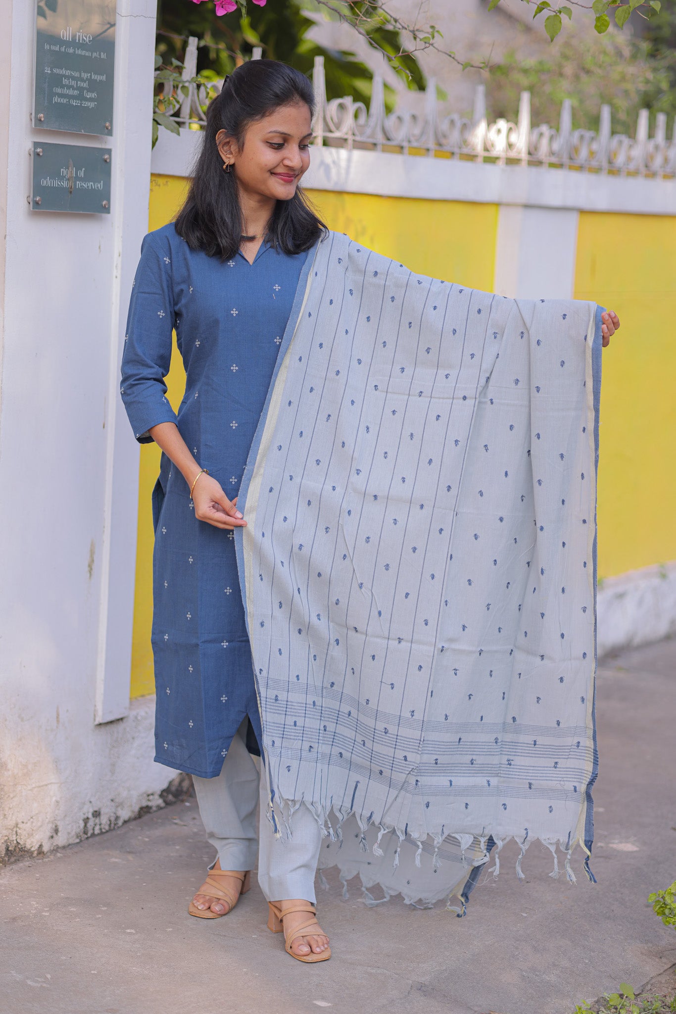 Navy Blue sprayed Carnecium and Baby Breath